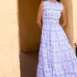 Oliphant Sleeveless Smocked Maxi Tigerlily Sky Small